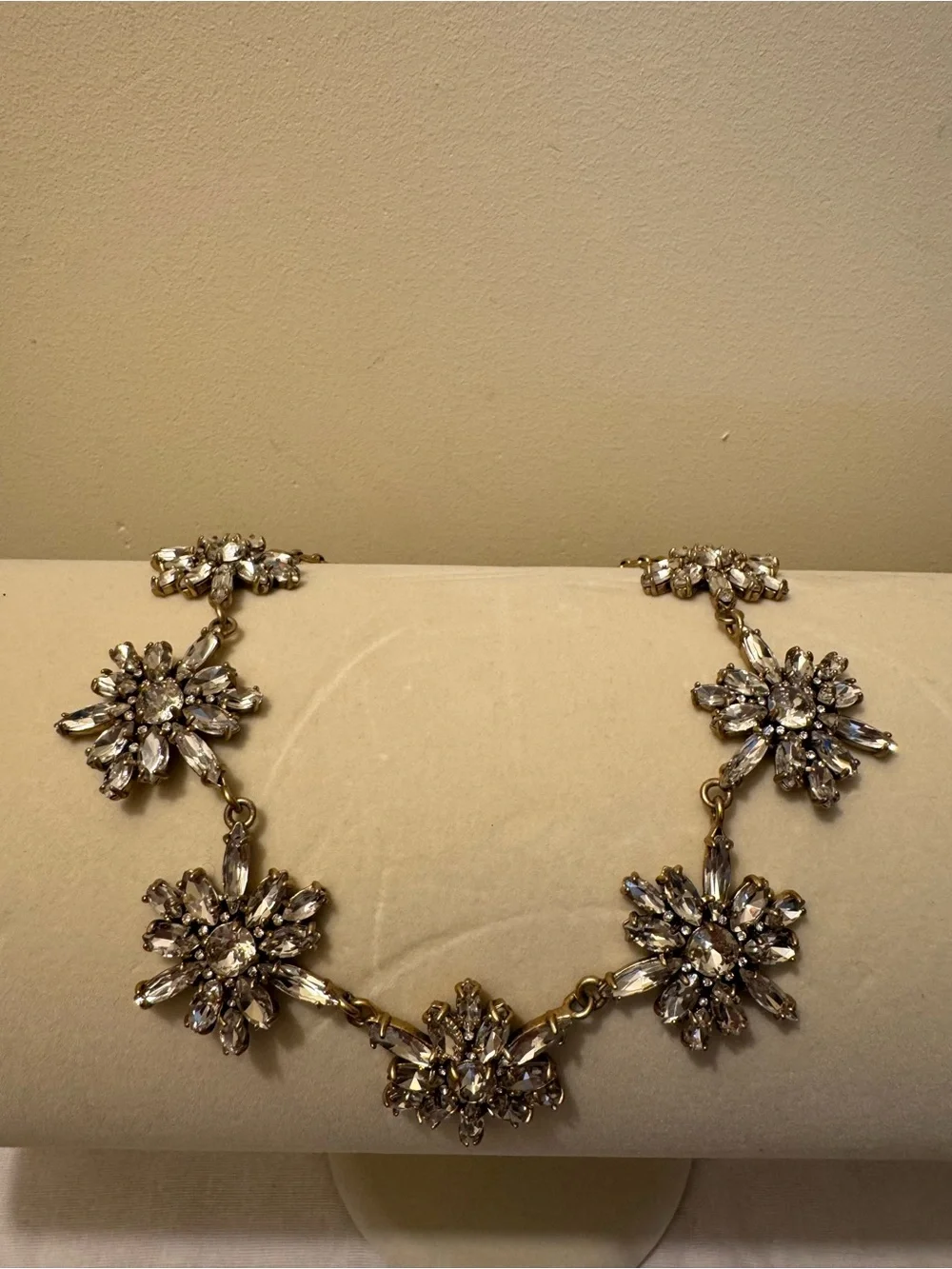 Vintage J.Crew Crystal Burst Statement Necklace Gold Tone - Excellent Condition